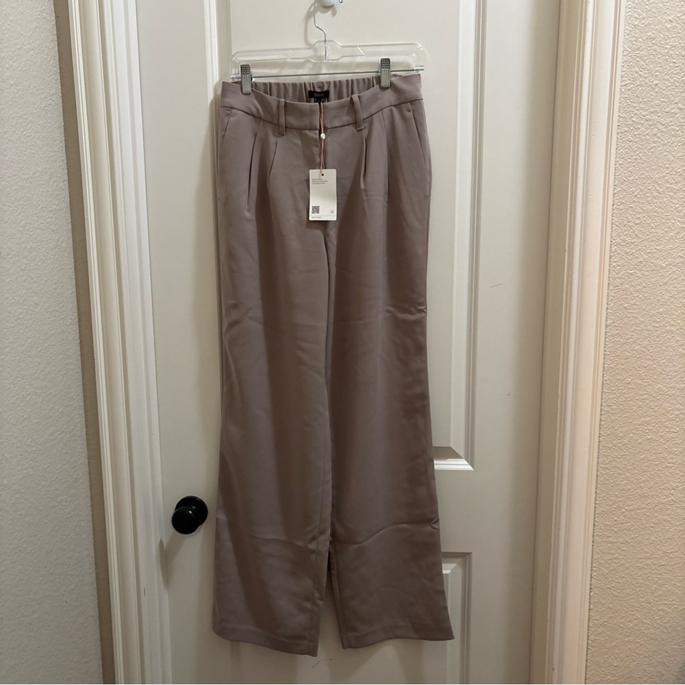 NWT QUINCE Stretch Crepe Pleated Wide Leg Pants Morel Tan Sz 6 Office Work Wear - Picture 2 of 6